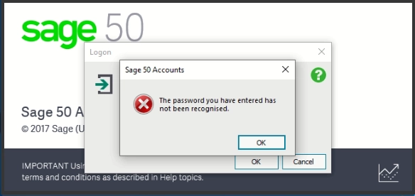 Sage 50 User ID and Password Not Working